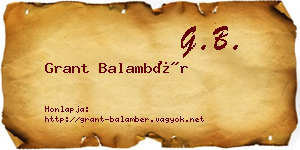 Grant Balambér névjegykártya